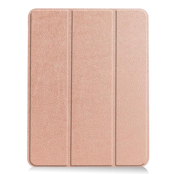 Bild 2, iPad Air 2025-2020 Fodral Tri-Fold Litchi Roséguld