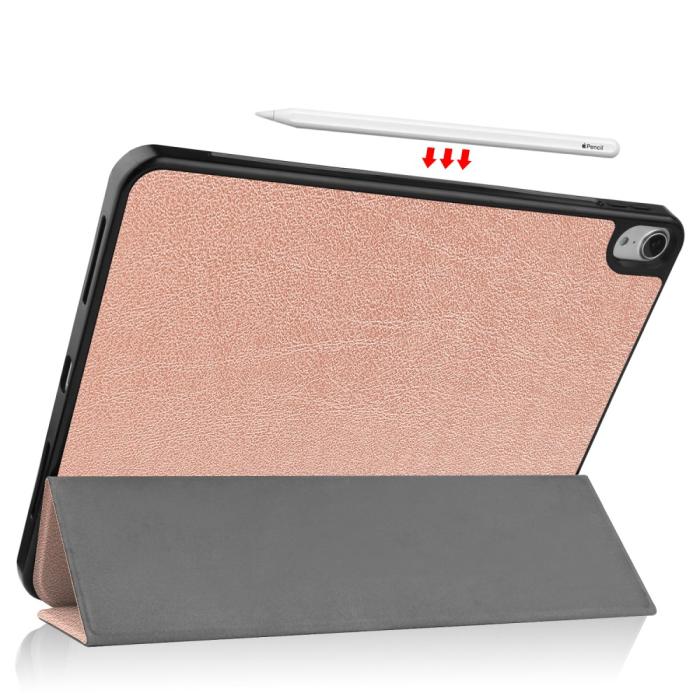 Bild 4, iPad Air 2025-2020 Fodral Tri-Fold Litchi Roséguld