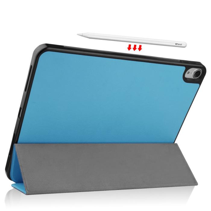 Bild 4, iPad Air 2025-2020 Fodral Tri-Fold Litchi Blå
