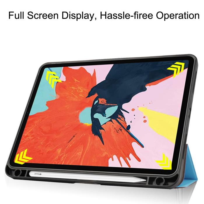Bild 5, iPad Air 2025-2020 Fodral Tri-Fold Litchi Blå