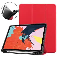 iPad Air 2025-2020 Fodral Tri-Fold Litchi Röd