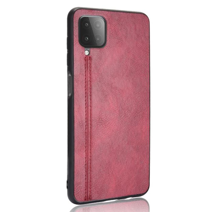 Bild 3, Samsung Galaxy A12 - Läderbelagt Hybrid Skal - Röd