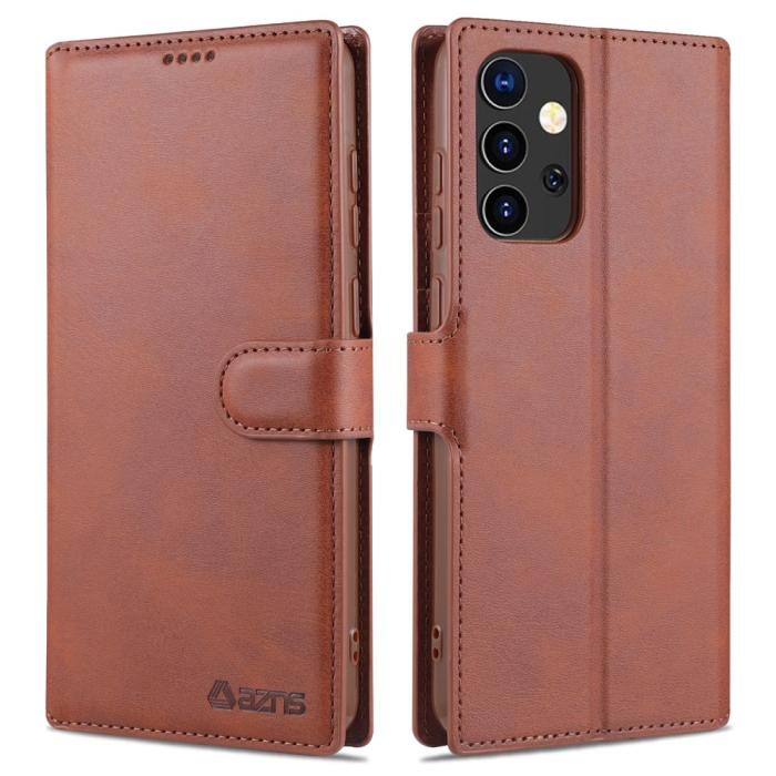 Bild 1, Samsung Galaxy A72 - AZNS Läder Fodral - Brun