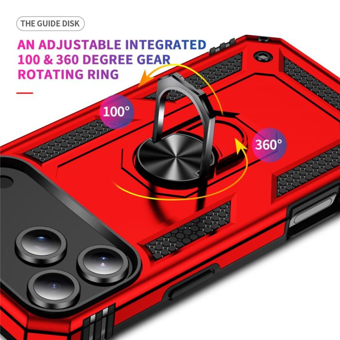 Bild 3, iPhone 17 Pro Skal Shockproof Hybrid Ring Röd