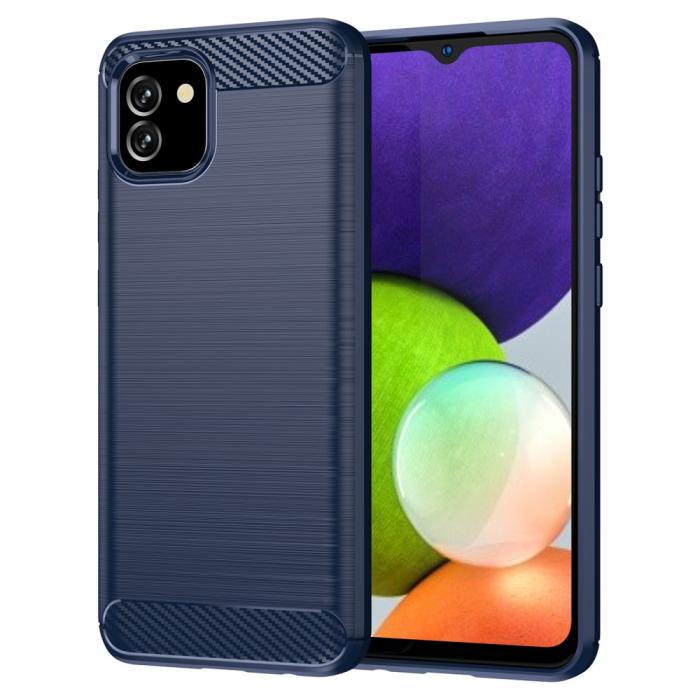 Bild 1, Samsung Galaxy A03 Skal Borstad Stål Textur Blå
