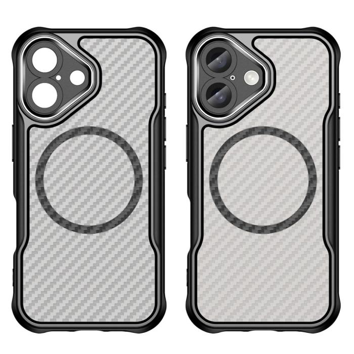 Bild 6, iPhone 16 Skal MagSafe Kolfiber Textur Hybrid Svart