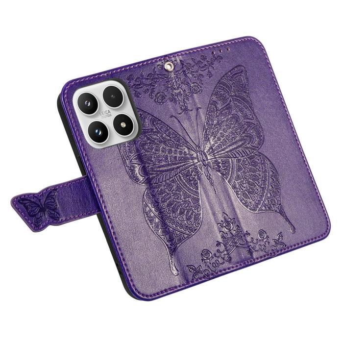 Bild 3, Xiaomi 17 Fodral Läder Fjäril Mörk Lila