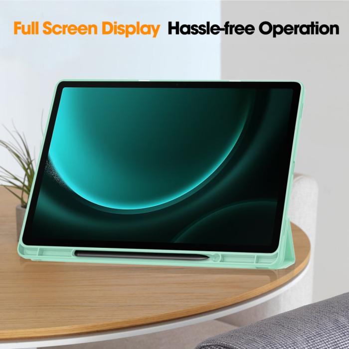 Bild 5, Galaxy Tab S9 FE Plus Fodral Tri-Fold Pennhållare Grön