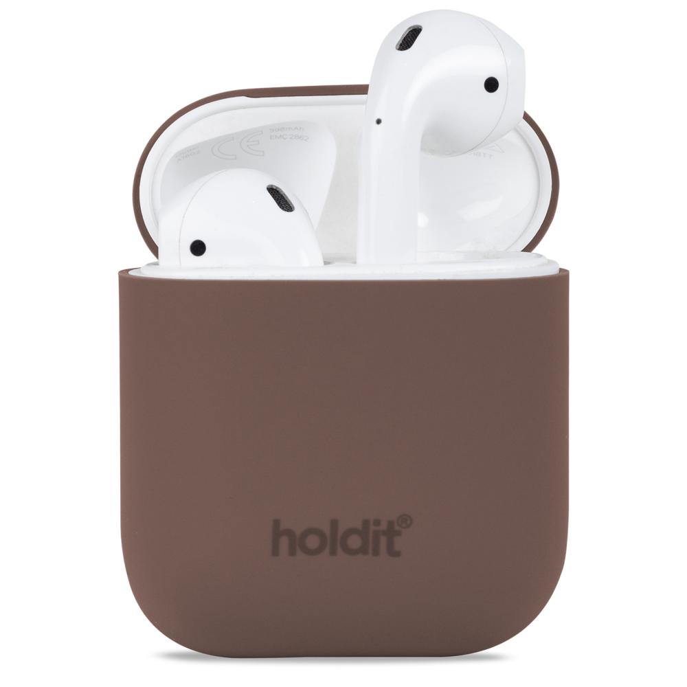 holdit AirPods 1/2 Skal Silikon Nygård Dark Brown