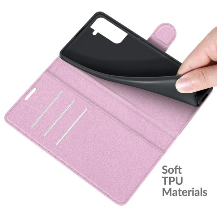 Bild 6, Samsung Galaxy S22 Fodral Litchi Textur Ljus Rosa