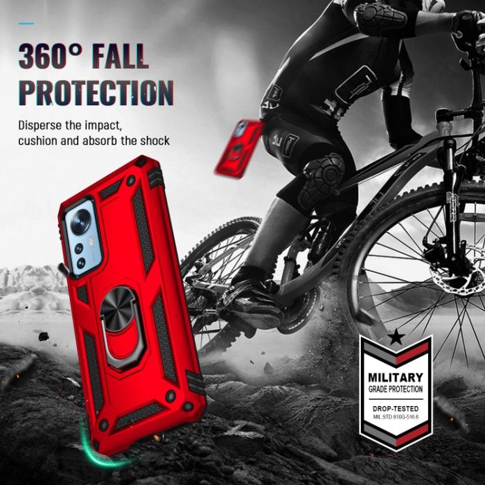 Bild 6, Xiaomi 12 Skal Shockproof Ring Röd