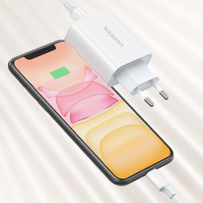 Bild 2, Ugreen 30W USB-C QC PD Snabbladdare Väggladdare Vit