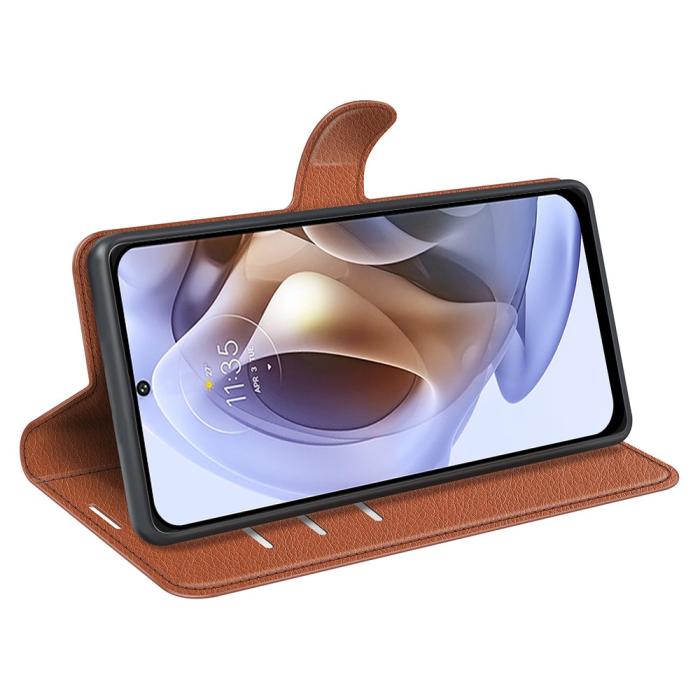 Bild 4, Motorola Moto G31 / G41 Fodral Litchi Textur Brun