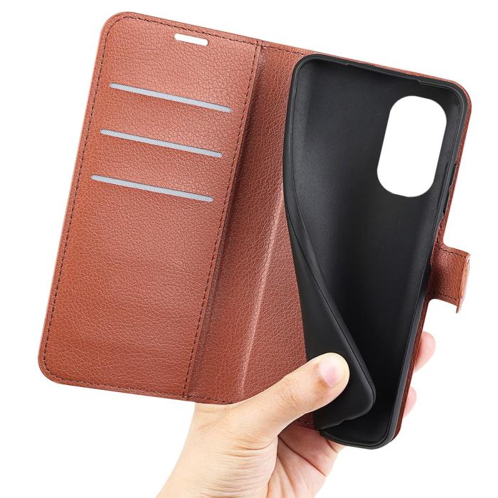 Bild 5, Motorola Moto G31 / G41 Fodral Litchi Textur Brun
