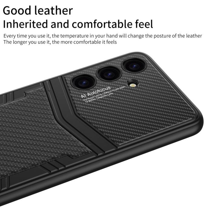 Bild 3, GKK Galaxy S24 Plus Skal Hybrid Läder Kolfiber Textur