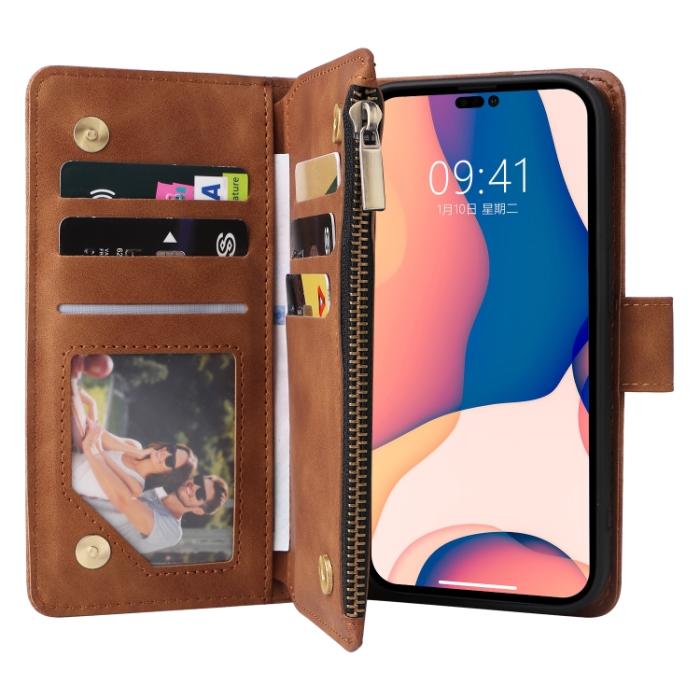 Bild 4, iPhone 14 Pro Fodral Flerfack Multifunktionell Brun