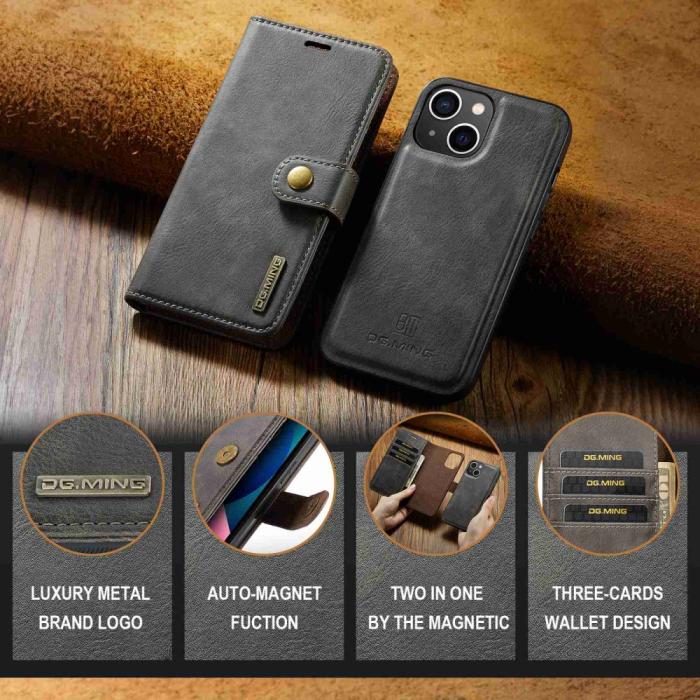 Bild 4, DG.MING iPhone 15 2in1 Magnet Fodral / Skal Grå