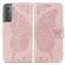 Samsung Galaxy S22 Plus Fodral Butterfly Tryckt Läder Roséguld