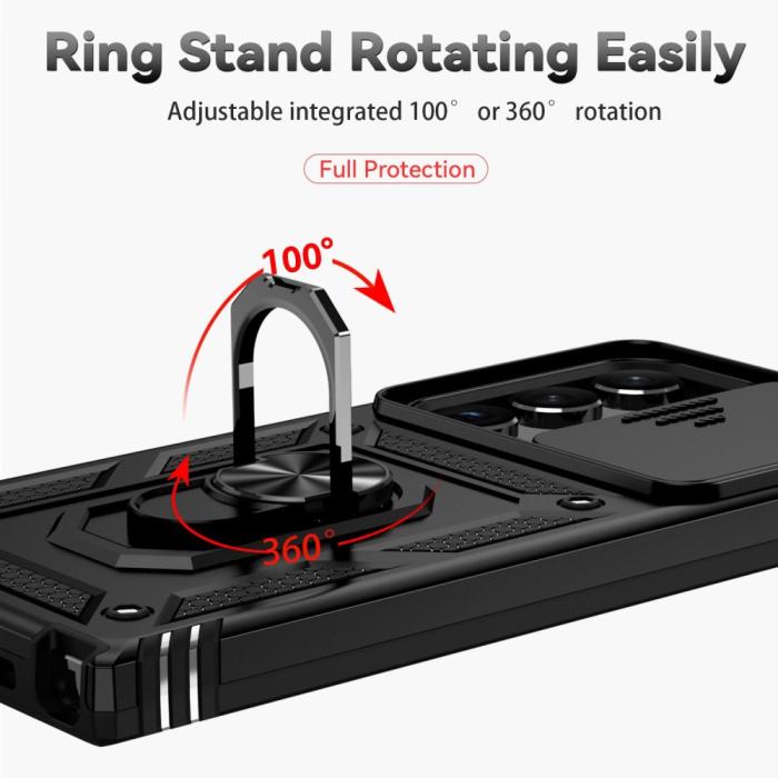 Bild 6, Samsung Galaxy S23 Ultra Skal Hybrid Ring CamShield Svart