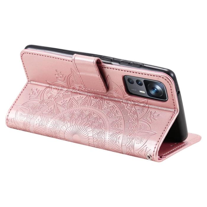Bild 4, Xiaomi 12T / 12T Pro Fodral Mandala Läder Roséguld