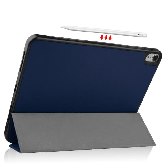 Bild 4, iPad Air 2025-2020 Fodral Tri-Fold Litchi Mörk Blå