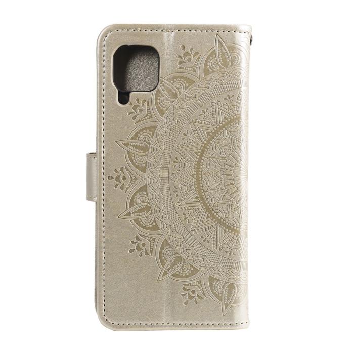 Bild 3, Samsung Galaxy A12 - Mandala Läder Fodral - Guld
