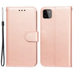 Samsung Galaxy A22 5G - Solid Läder Fodral - Roséguld