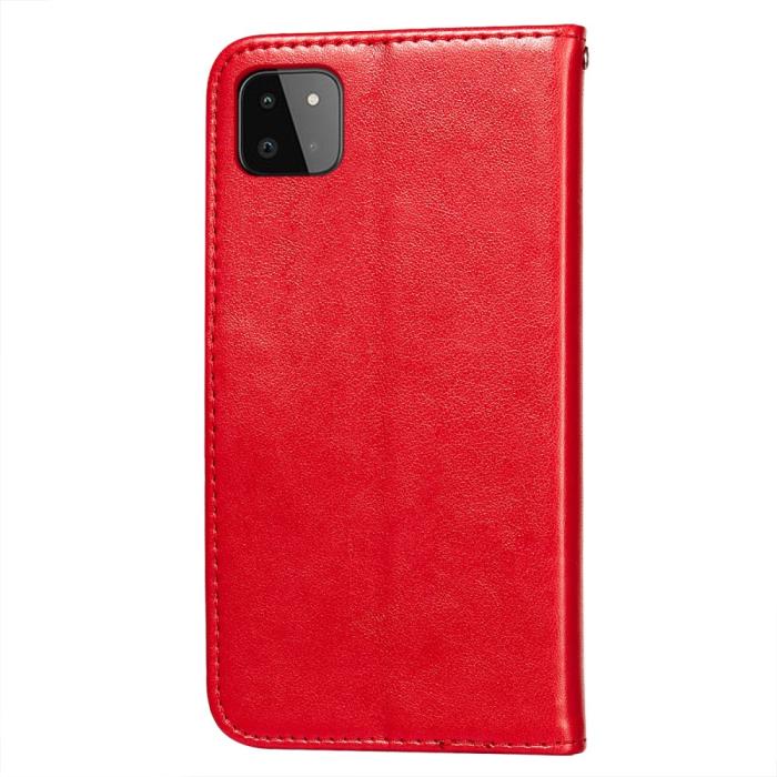 Bild 5, Samsung Galaxy A22 5G - Solid Läder Fodral - Röd