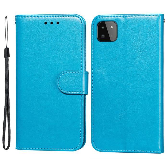 Bild 1, Samsung Galaxy A22 5G - Solid Läder Fodral - Blå