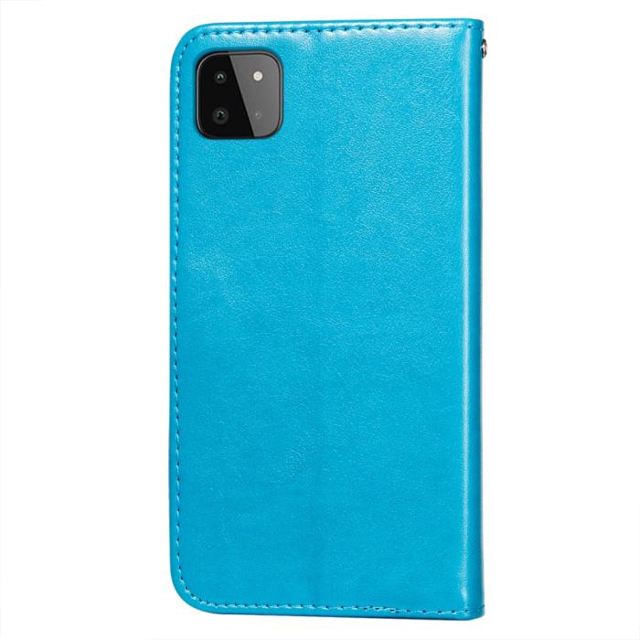 Bild 5, Samsung Galaxy A22 5G - Solid Läder Fodral - Blå