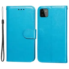 Samsung Galaxy A22 5G - Solid Läder Fodral - Blå