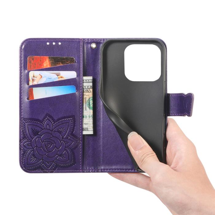 Bild 4, Xiaomi 17 Fodral Läder Fjäril Mörk Lila