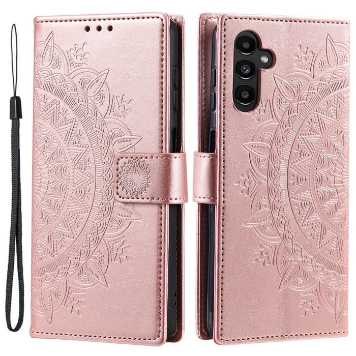 Bild 1, Samsung Galaxy A34 5G Fodral Mandala Läder Roséguld