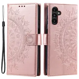 Samsung Galaxy A34 5G Fodral Mandala Läder Roséguld