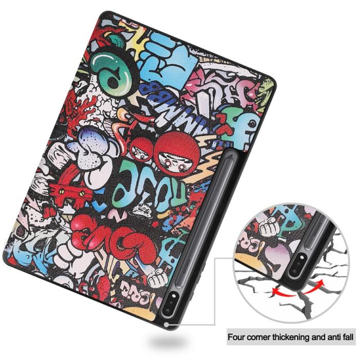 Bild 3, Samsung Galaxy Tab S7 Plus / Tab S8 Plus Fodral Tri-Fold Pennhållare