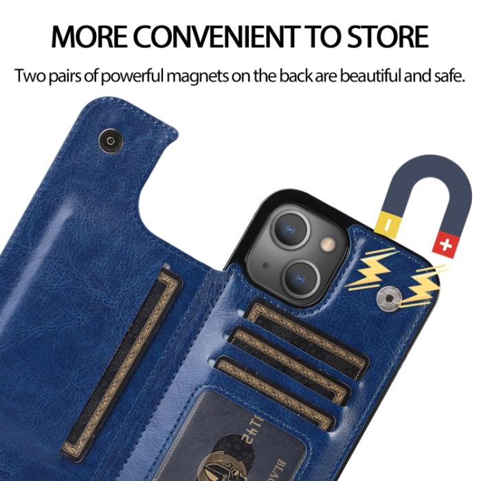 Bild 6, iPhone 14 Plus Skal Med Plånbok Blå
