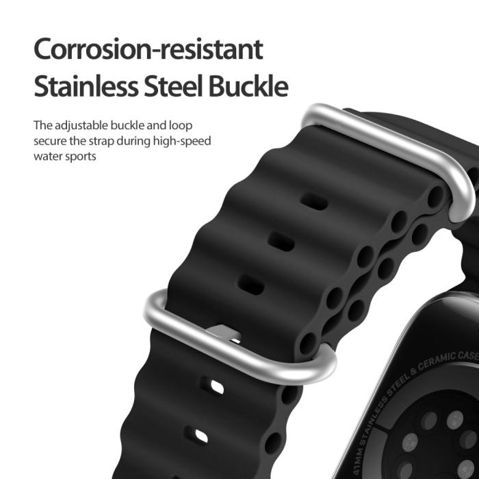 Bild 5, DUX DUCIS Apple Watch 38/40/41 mm Armband Wave Design Svart