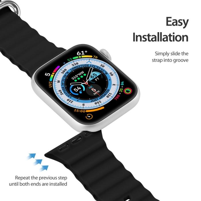 Bild 6, DUX DUCIS Apple Watch 38/40/41 mm Armband Wave Design Svart