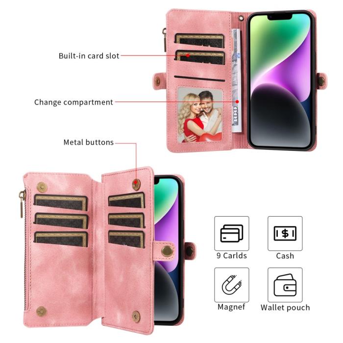 Bild 5, iPhone 15 Fodral RFID Multifunktionell Flerkort Brun