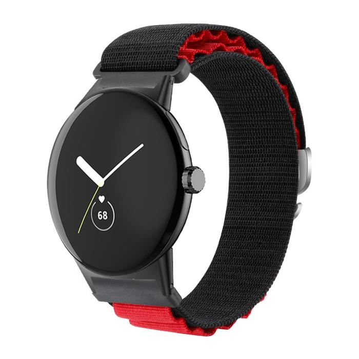 Bild 3, Google Pixel Watch / Watch 2 Armband Nylon Pro Svart/Röd