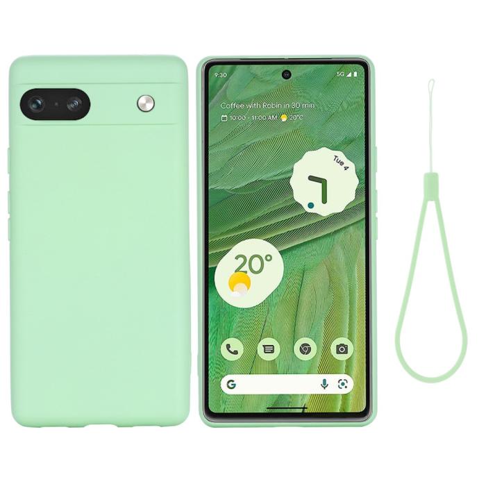 Bild 1, Google Pixel 7A Skal Liquid Silikon Med Strap Grön