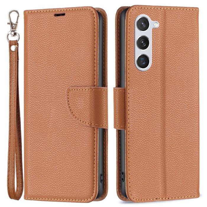 Bild 1, Samsung Galaxy S23 Fodral Litchi Shark Brun