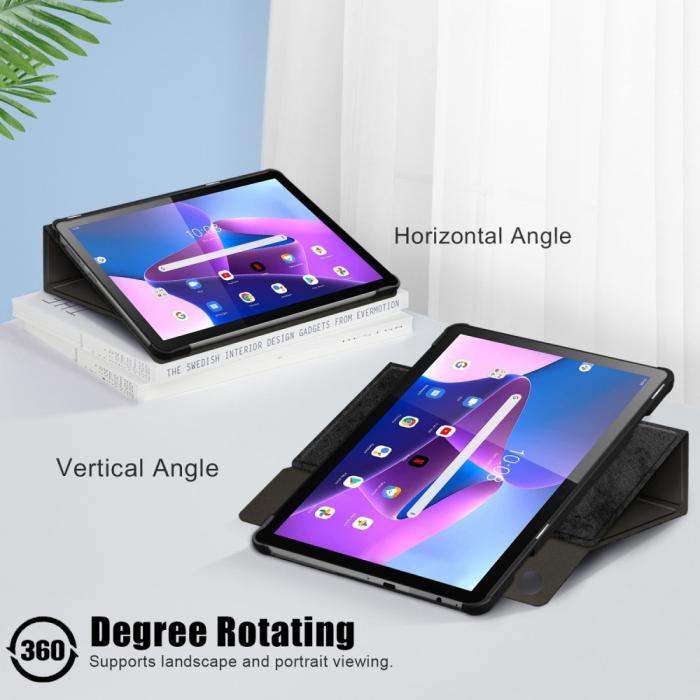 Bild 6, Lenovo Tab M10 Gen 3 Fodral 360 Rotation Case Stand Svart