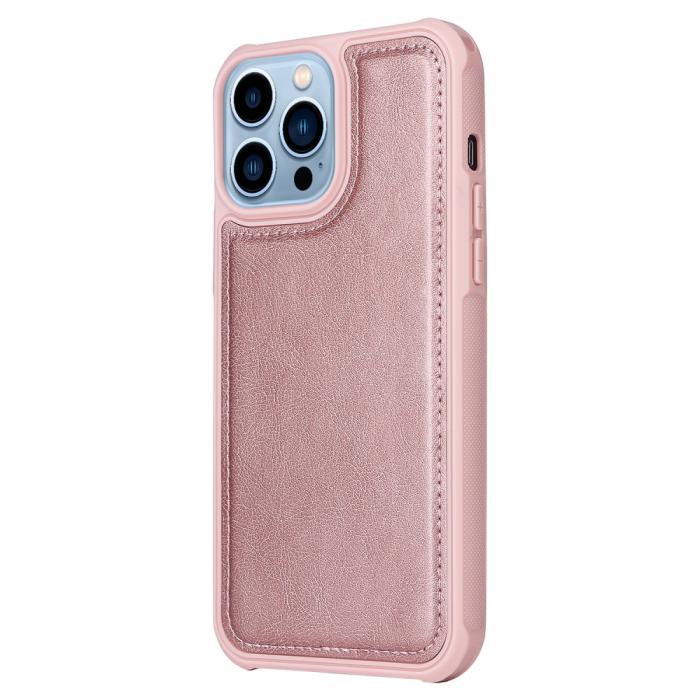 Bild 4, iPhone 13 Pro Fodral/Skal 2in1 Magnet Multifunktionellt Roséguld