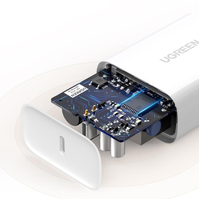 Bild 5, Ugreen 30W USB-C QC PD Snabbladdare Väggladdare Vit