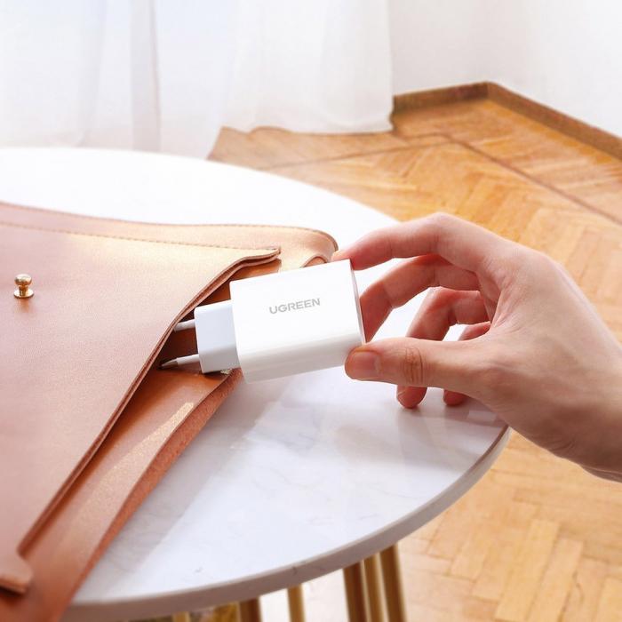 Bild 6, Ugreen 30W USB-C QC PD Snabbladdare Väggladdare Vit