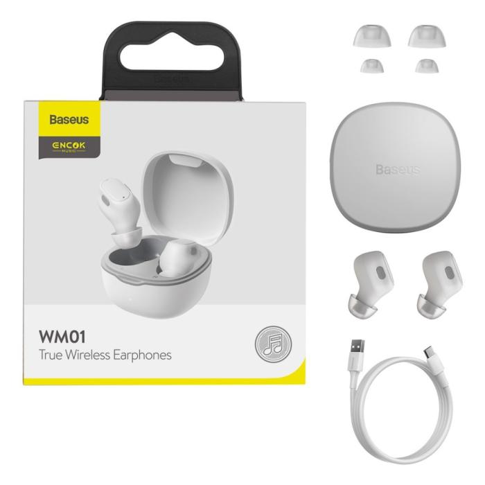 Bild 1, Baseus Encok WM01 True Wireless Hörlurar - Vit