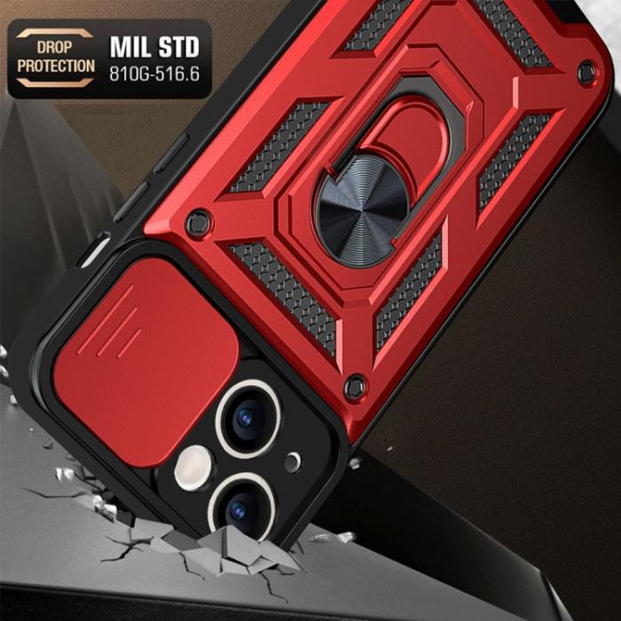 Bild 2, iPhone 14 Pro Skal CamShield Hybrid Ring Röd
