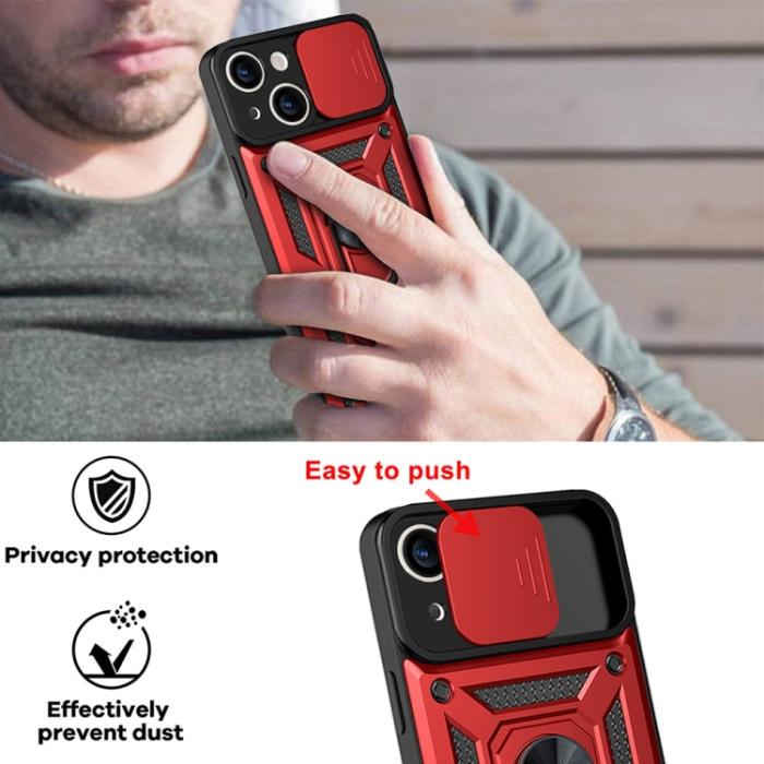 Bild 4, iPhone 14 Pro Skal CamShield Hybrid Ring Röd