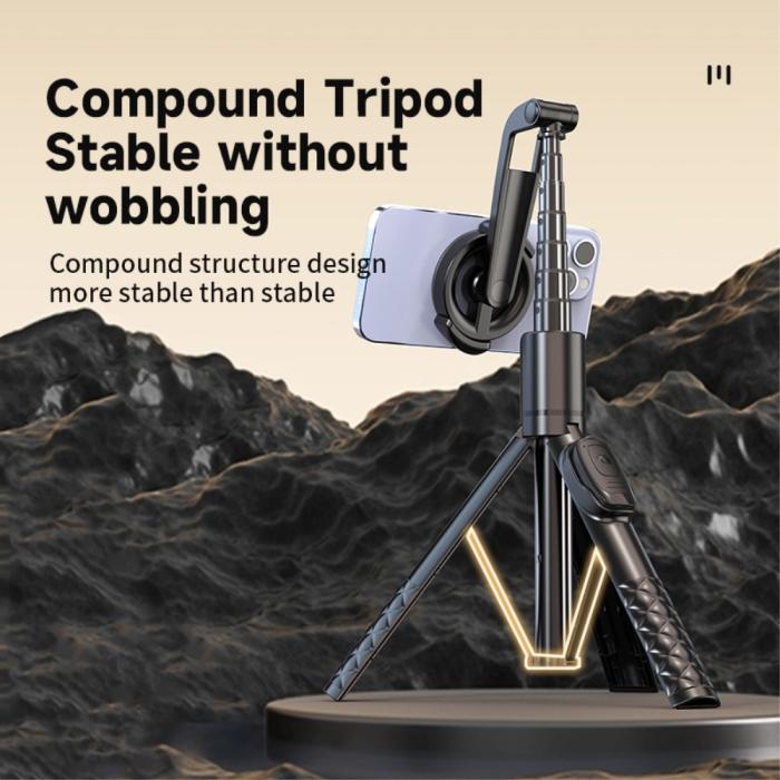 Bild 5, 360° MagSafe Tripod Selfie Stick Aluminium 130 cm Svart